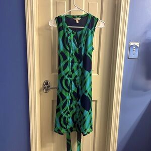 Banana Republic Sleeveless Patterned Button-up Dress with Tie Belt